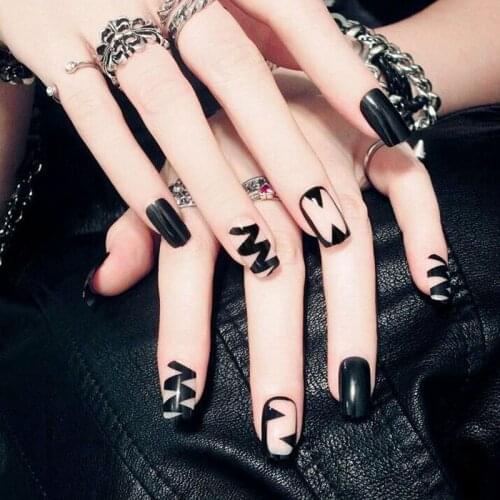 24 Pcs/Set Women Lady 3D Fake Nails With Glue Middle-Long Full Wrapped Tips Bride Artificial False Nail MPwell