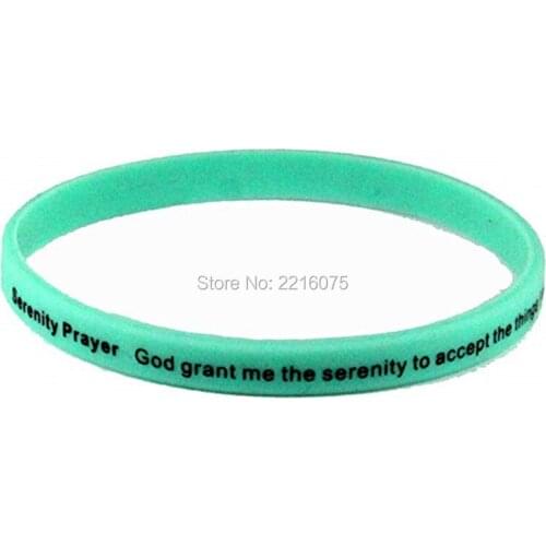 300pcs Serenity Prayer God Grant Me Thin Green Blue wristband silicone bracelets free shipping by DHL A