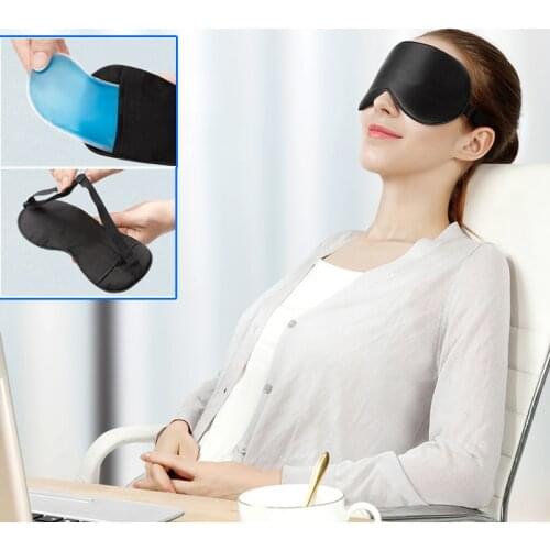 3D Silk Sleep Mask Natural Sleeping Eye Mask Cover Sleep Aid Eyeshade Travel Relax Nap Eye Patch Portable Blindfold with Ice Bag