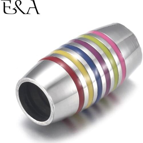 4pcs Stainless Steel Colorized Tube Enamel Bead 7mm Large Hole for Jewelry Bracelet Making Metal Beads DIY Supplies Parts