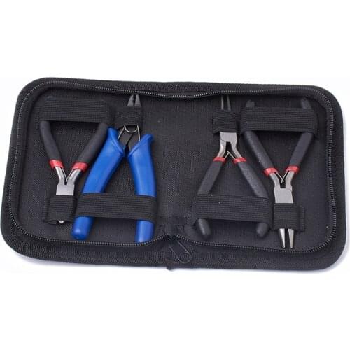 4Pcs/set Carbon Steel DIY Jewelry Tool Kits Jewelry Pliers Set With Wire-Cutter/Round Nose/Side Cutting Plier and Crimping Plier