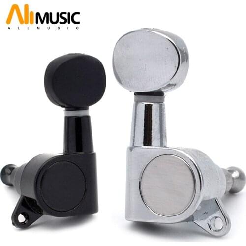 4pcs Ukulele Tuning Pegs Small oval Concave Button Sealed-gear String key Machine Tuners Heads Black/Silver