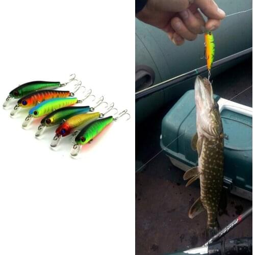 6 Pcs/lot Fishing Lure Wobblers Artifical Crank Hard Bait Tight Wobble Slow Sinking Fishing Tackle