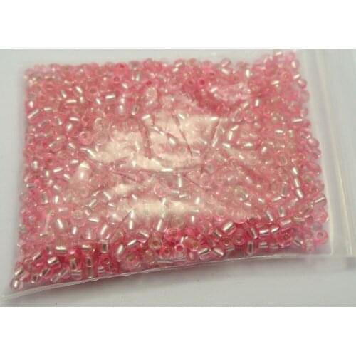 800 Pink Silver-Lined Glass Seed Beads Rondelle 4mm (6/0)