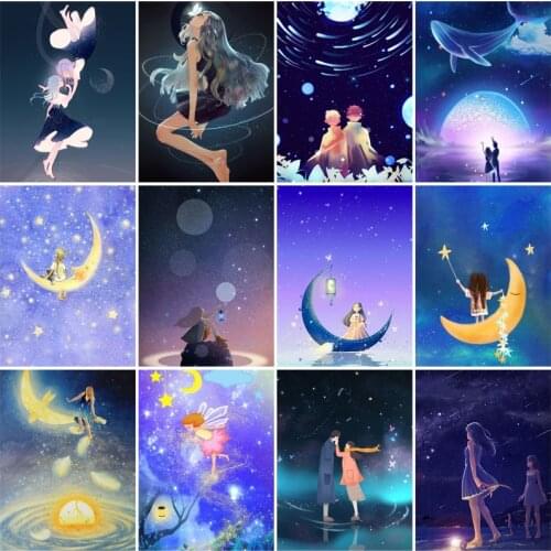 Diamond Painting Cross Stitch Full Display Embroidery Dreamland Cartoon Character Freshing Wall Art Pictures Living Room Decor