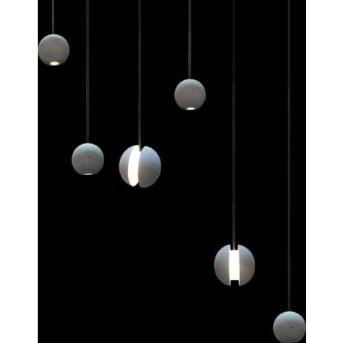 Concrete Pendant Light Globe Shape Ball Haing Light for Bedroom Bedside Cafe Bar Restaurant Designer Ceiling Pendant Lamp