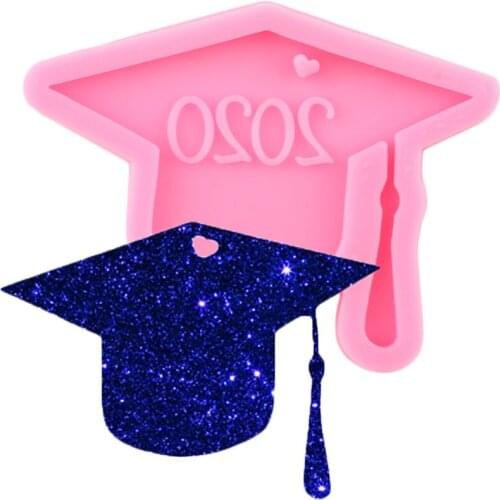 Shiny Glossy Bachelor Cap Epoxy Resin Craft Keychian Silicone Mold Pendant Polymer Clay Moulds DIY Handmade Charms Mould