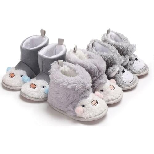 Baby Winter Boots Infant Toddler Newborn Cute Cartoon Bear Shoes Girls Boys First Walkers Keep Warm Snowfield Booties Boot 0-18M