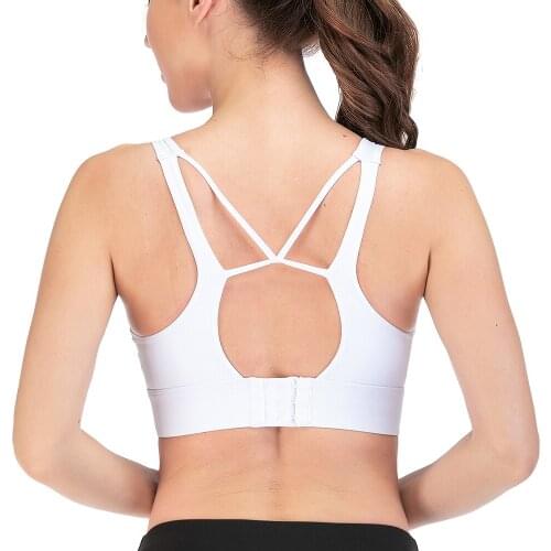 LUKITAS Women Sport Bra Push Up Back Buckle Fitness Nylon Quick Dry Bra Underwear Nylon Solid Yoga Running Gym Femme Workout Bra