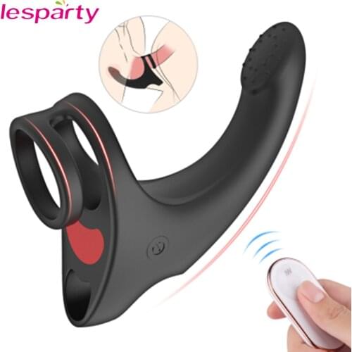 9 Modes Vibrating Penis Massager Ring Dildo Vibrator for Men Chastity Belt Remote Control Testicle Vibrator Sex Toys for Couples