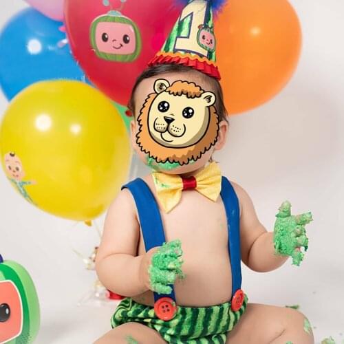 Baby Boys 1st Birthday 4pcs Clothes Set Print Crown Pullover PP Pants Adjusters Cake Smash Photography Props