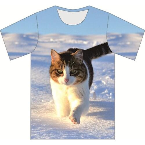 2019 Summer Children Animal Print T-shirt Boys Girls Snow Cat Colorful Galaxy Pizza Flower Bullet Lovely Cat Dog Kids Tshirts