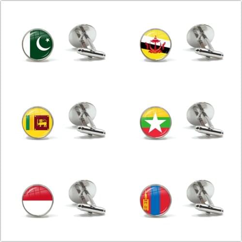 Pakistan,Brunei,Sri Lanka,Myanmar,Indonesia,Mongolia Glass Cabochon Cufflinks Button Male Gentleman Shirt Accessories Gift
