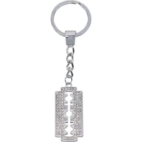 Gifts Razor blade pendant mens jewelry steel male razor shape Pendant Key Ring Jewelry Gift 110*20*2mm