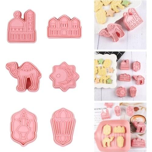6pcs EID MUBARAK Decor Camel Moon Star Biscuit Mold Cookie Cutters Set Islamic Muslim Cake Baking Tools Ramadan Mubarak Decor
