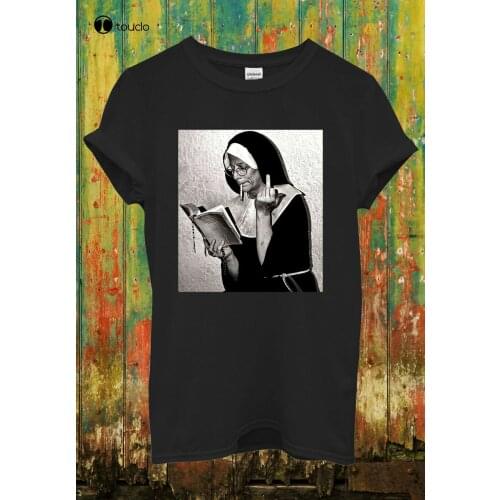 Nun Middle Finger Attitude Novelty Funny Cool Men Women Top Unisex T Shirt