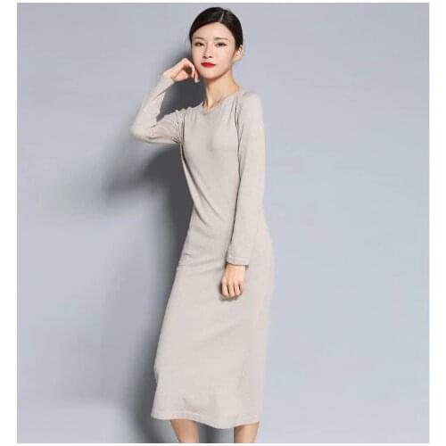 New O-Neck Cashmere casual women long fashion autumn winter women wool knitted sweater dress warm women design S1993