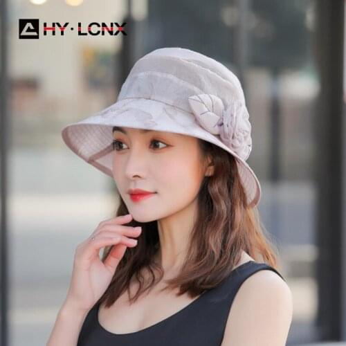 Spring Summer Women Flower Decoration Fashion Leisure Sun Bucket Hat Hat Outdoor Sports Printing Brim Fisherman Hat