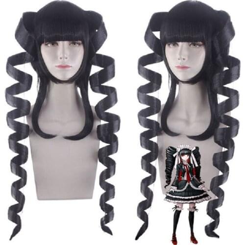Danganronpa Trigger Happy Havoc Yasuhiro Taeko Celestia Ludenberg Black Curly Synthetic Hair Dangan Ronpa Cosplay Wig