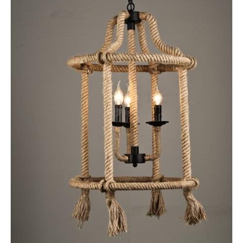 Hemp Rope Vintage Industrial Pendant Lamp Loft Dining Room Lamparas With 3 Lights Creative Hanglamp Wrought Home Light Fixtures