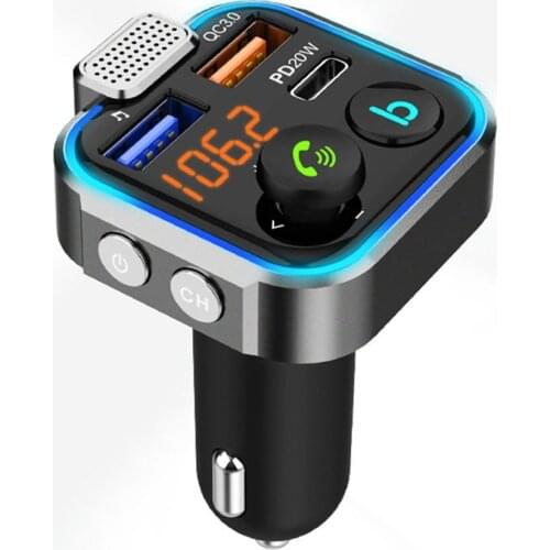 BT23 Practical Mp3 Player U Disk Rhythm Music Atmosphere Light Five-way Key Rocker Car FM Transmitter