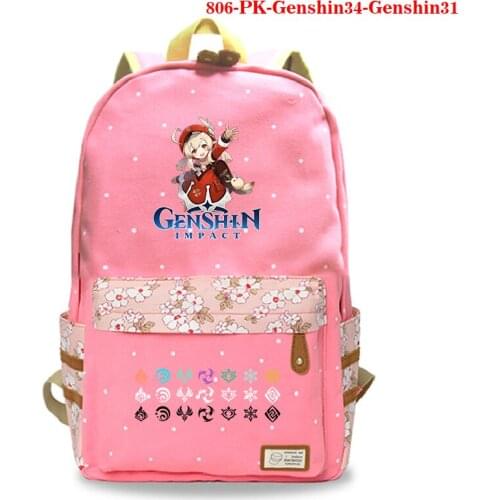 Genshin Impact Cartoon Anime Backpacks Schoolbag for Teenager Boys Girls Harajuku Canvas Laptop Backpack Children Girls Bookbag