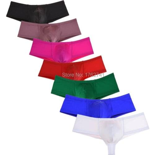 6Pcs/Lot Sexy Mini Bikinis Gay Men Shiny Low-rise Cheeky Mens Underwear Penis Pouch Boxer Male Mini Cut Boxer