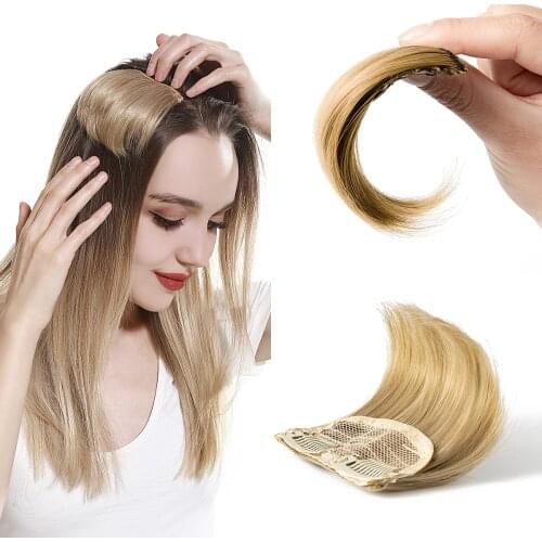 Straight Hair Pads Fashion Hair Volume Increase Synthetic Fluffy Invisible Natural Clip on Hairpieces Blonde For women 2 Pieces
