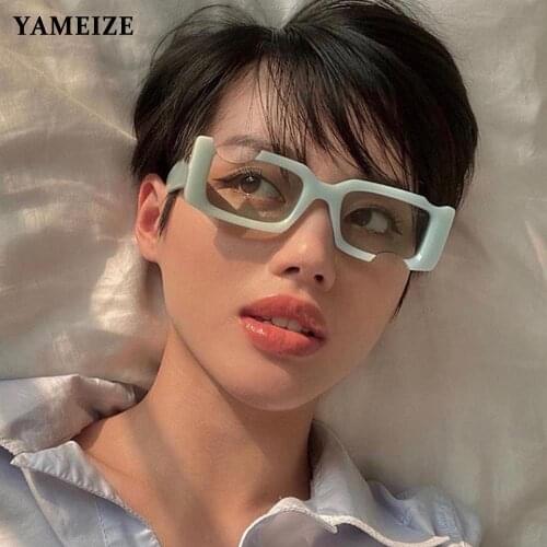 YAMEIZE Hip Hop Sunglasses Vintage Rectangle Sun Glasses Women Fashion Hole Eyewear Ins Popular Eyeglasses Lentes De Sol UV400