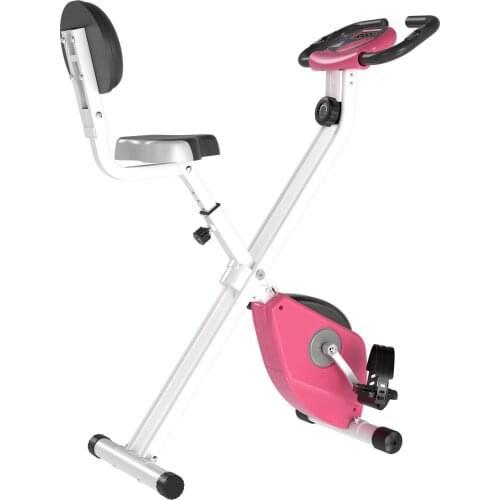 HOMCOM bicycle static exercise professional folding Vertical bicycle shape X Seat adjustable height pink
