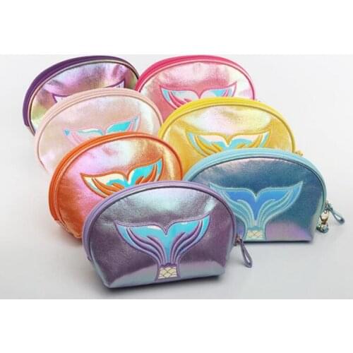 Mermaid Laser Makeup Bag PU Cosmetic Pouches Creative Storage Pouch Handle Waterproof Travel Wash Bags Handbag Wallet