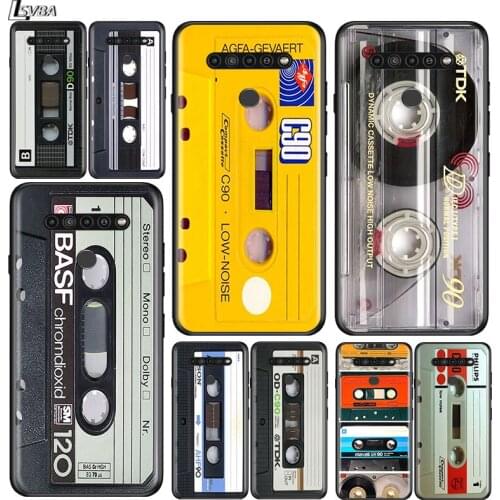 Vintage Magnetic Tape Cassette for LG G8 G8S G8X V30 V35 V40 V50 V60 ThinQ Q60 K40 K50 K51 K61 K71 K92 K62 Soft Black Phone Case