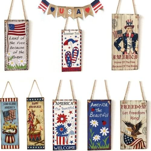 Hanging Wooden Sign Wall Decoration For July Fourth American Independence Day Home Wall Decor For Celebrate USA Fourth of July