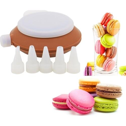 Bakery Silicone Cake Muffin Macaroon Macaron Piping icing Baking Tool Pot 5 Nozzles Set for Kitchen Cake Bakeware Tools
