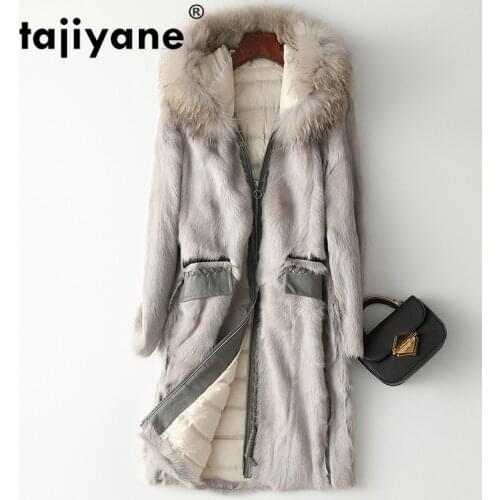 Coat Fur Natural Women Winter Duck Down Jacket Raccoon Fur Hooded Clothes 2021 Vintage Long Double Faced Fur Coats Hiver 090310