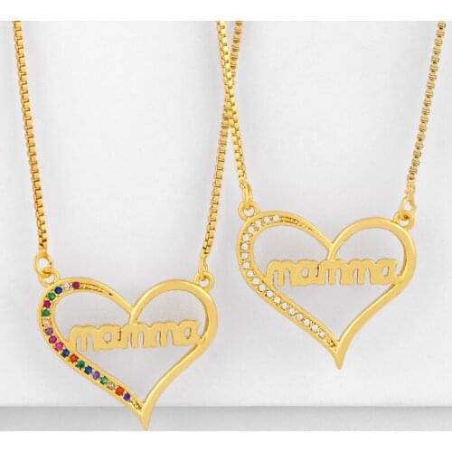 Gold Filled Letter MaMa Mom Necklaces For Women Charm Name Necklace Pendants Multicolor CZ Zirconia Mothers Day nkeq50