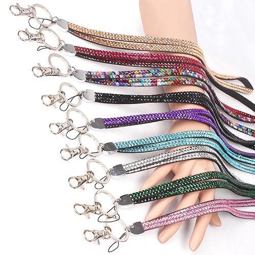1pcs Luxury Rhinestone Shiny Custom Lanyard ID BadgeKey Holder Ring Keychain Straps Rope Cell Phone Neck Strap DIY Lanyard
