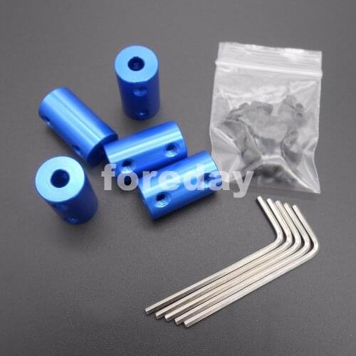 10PCS 6 to 8 mm BLUE Aluminum alloy Coupling Coupler Screw Hole diameter 4mm L: 25mm Out-Dia:14mm BLUE *FD434X10