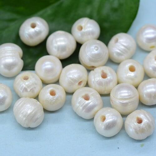Free ship!!! A-3422 200pcs/lot 9-10mm 2mm Big Hole White Loose Freshwater Pearl Beads