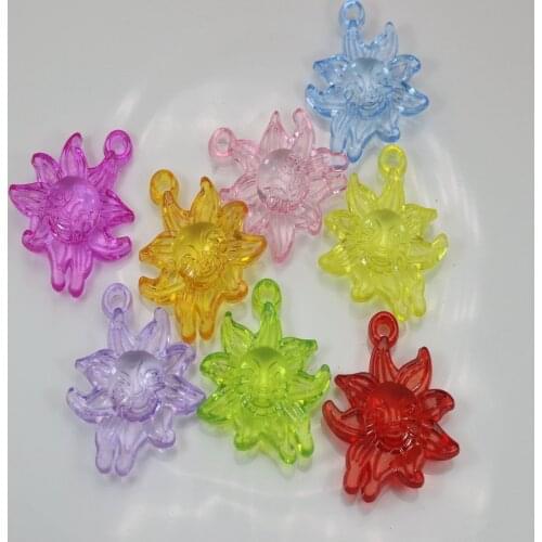 50 Mixed Color Transparent Acrylic Smile Sun Charm Pendants 32X28mm(1.25")