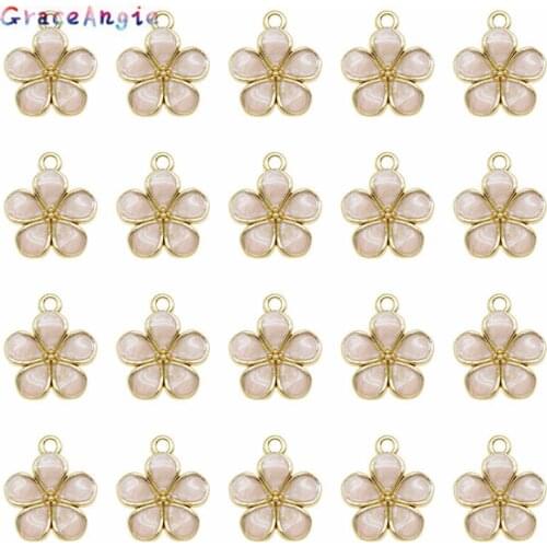 8PCS Enamel Gold Flower Charms Earrings Pendants Necklace Jewelry Findings New Fashion Handmade Craft DIY Bangle Bracelet Dec