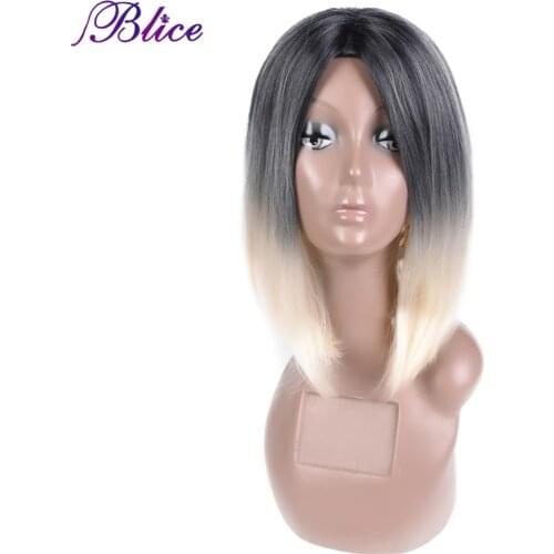 Blice Synthetic African American Bob Wig For Women Short Straight Wig Imported High Temperature Fiber Ombre Color #T1B/613