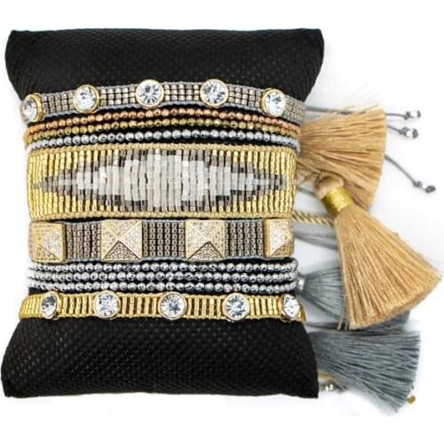 ZHONGVI Crystal Bracelets Femme Woven Friendship Jewelry Trendy Multilayer Pulsera Tassel Charm Jewellery Miyuki Beads Bracelet