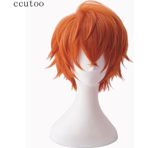 Ccutoo Mystic Messenger 707 saeran 12" Orange Short Fluffy Layered Synthetic Hair ZEN Yoosung Heat Resistance Cosplay Full Wigs
