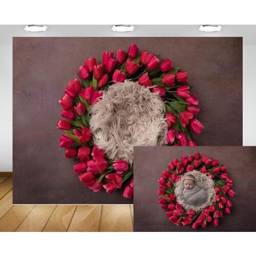 Flowers Newborn Baby Portrait Backdrop Photo Shoot Floral Abstract Birthday Artistic Photography Background Red Rose Photocall