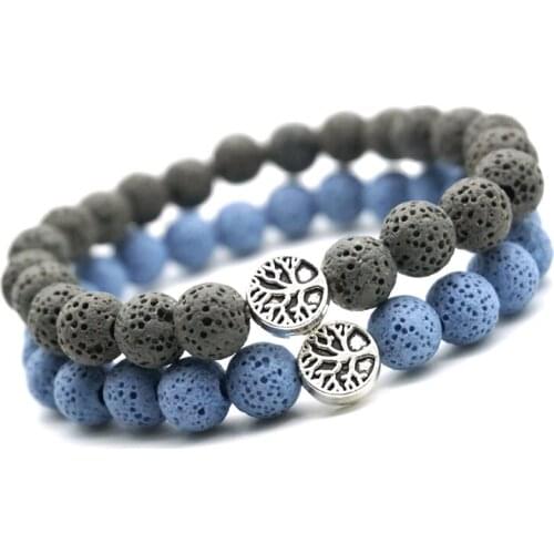 Tree of Life 8mm Lava Stone Beads Bracelet DIY Aromatherapy Essential Oil Diffuser Man Woman Bracelet Yoga Strand Jewelry