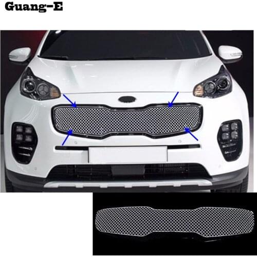 Car Body Protection Detector Stainless Steel Trim Front Up Grid Grill Grille Moulding 1pcs For Kia Sportage KX5 2016 2017 2018