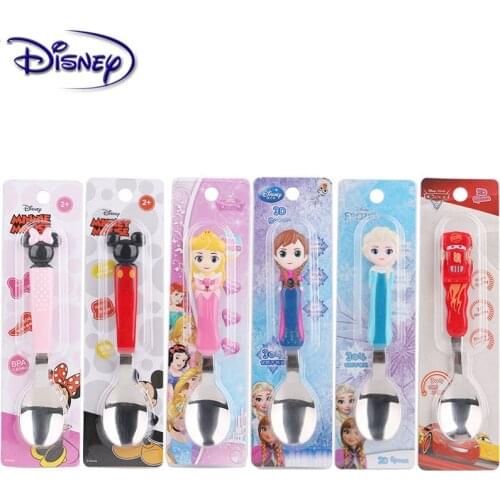 Disney Stainless Steel Cartoon Kids Minnie Soup Spoon Children Tableware Dinnerware Baby Feeding Cutlery Disney Series