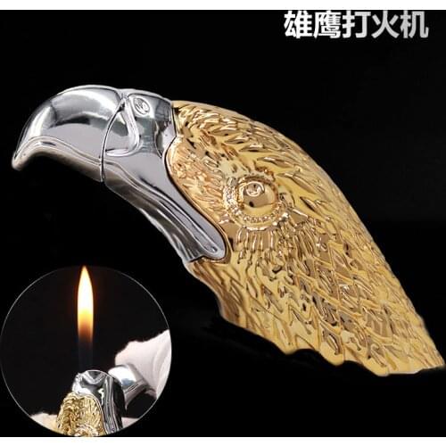 Torch Metal Eagle Lighter Turbocharged Free Fire Refillable Butane Gas Lighter Jet Creative Inflatable Cigar Toy