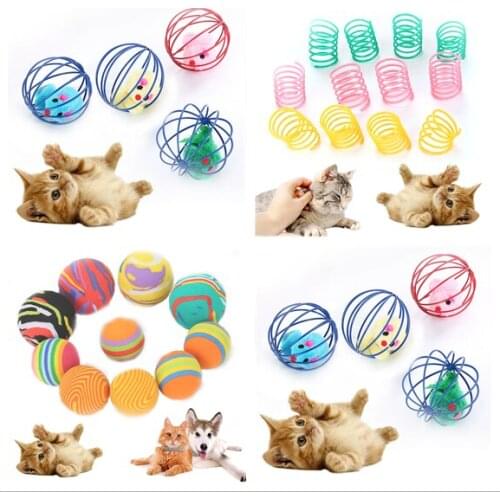 Random Color Cat Self-excited Toy Multi-style Wire Spring Ball Rat Cage Interactive Training Cat Toys Supplies Cat Accessories